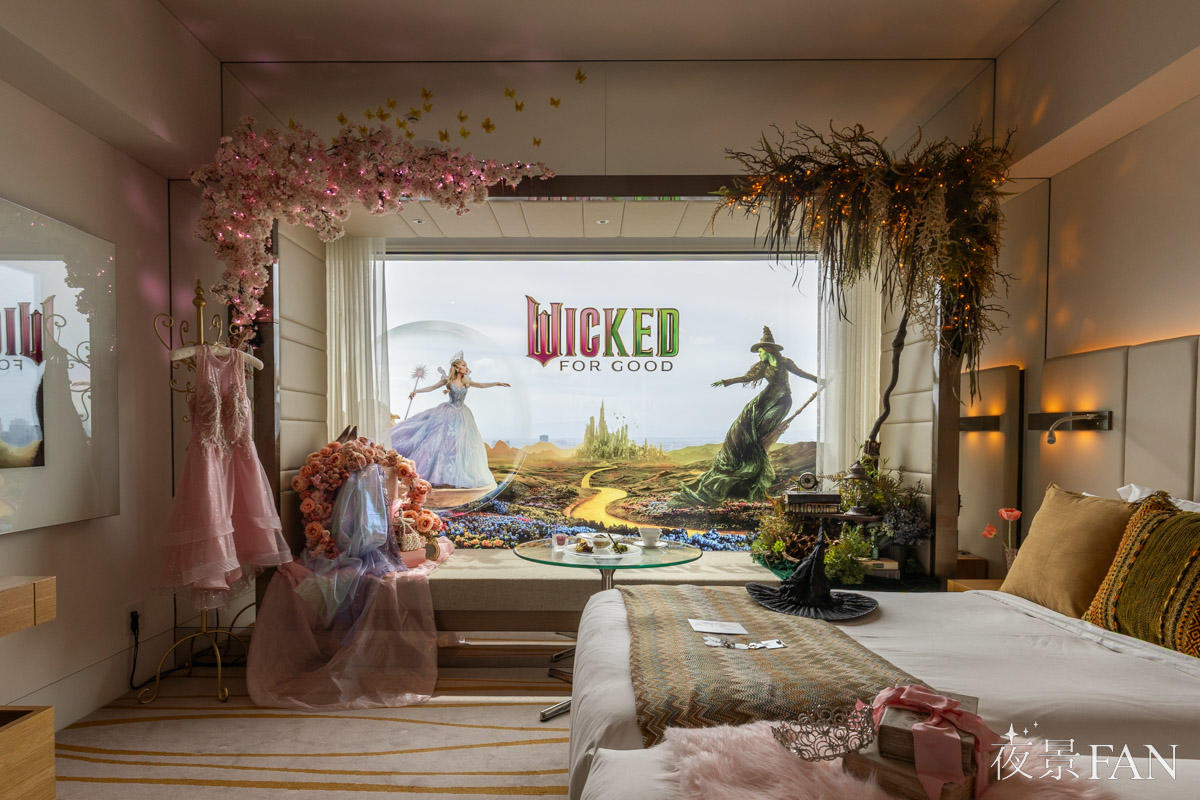 【現地レポ】ザ・プリンスギャラリー 東京紀尾井町の『ウィキッド』コラボルームを取材。地上約180mの高層階からの眺望に映画の世界観を重ねた1日1室限定プラン