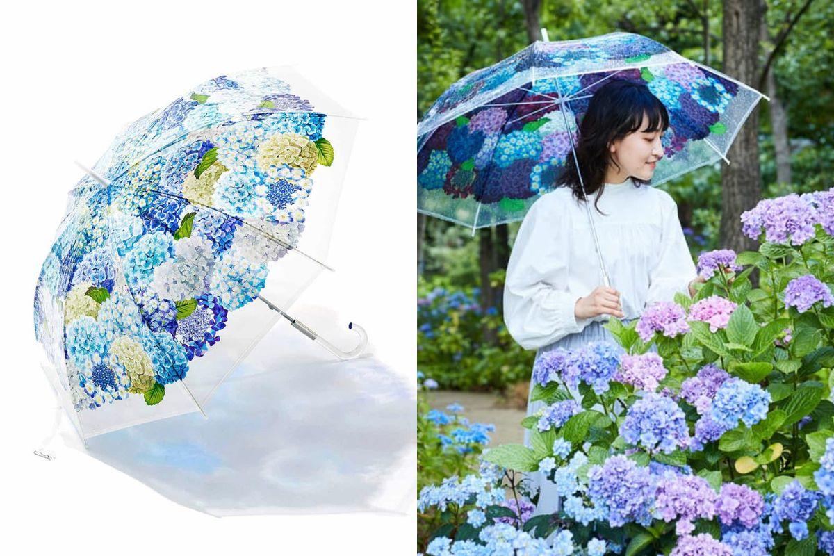 あじさい柄の雨傘